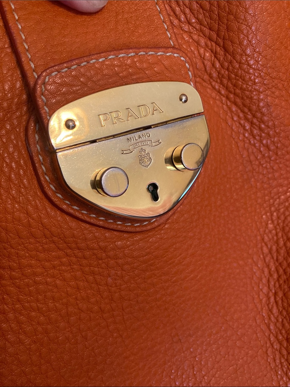 Prada Vitello Daino Pebbled Leather Push Lock Tote Bag EUC - Picture 4 of 15